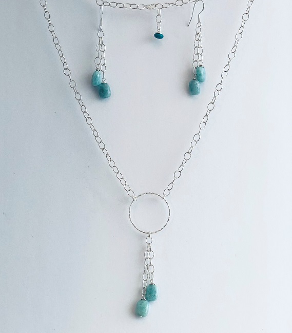 Larimar Gemstones with Sterling Silver Jewelry Set