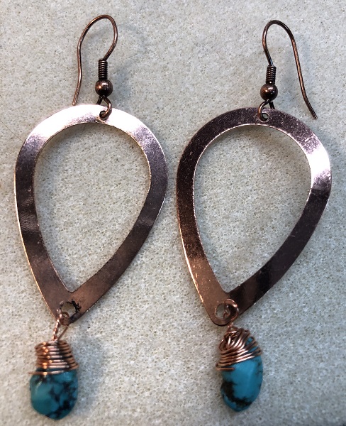 Turquoise and Copper Teardrop Earrings