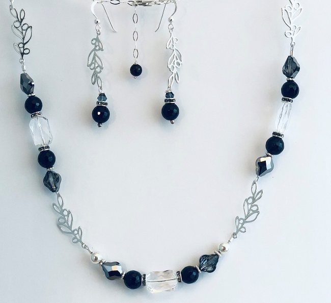 Swarovski Crystal and Black Onyx Jewelry Set