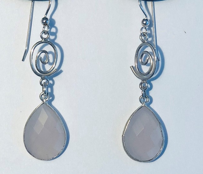 Faceted Rose Quartz and Sterling Silver Earrings