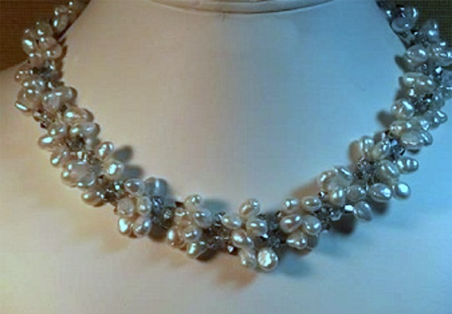 Crochet Freshwater Pearl Necklace 