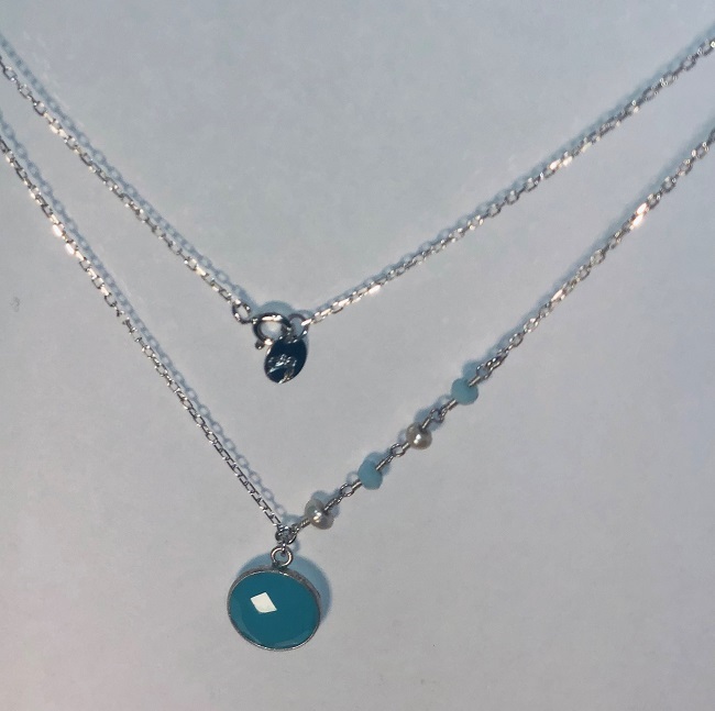 Aquamarine and Fresh Water Pearl Necklace