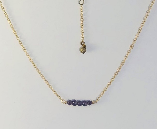 Amethyst Gemstones Set in 14kt Gold Filled Necklace